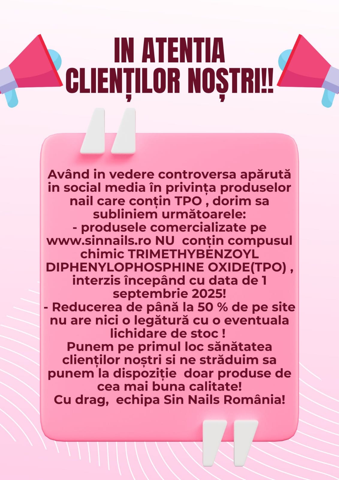 Produsele noastre NU conțin TPO