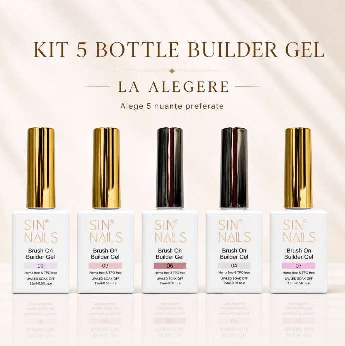 Kit 5 Bottle Builder Gel HEMA Free &amp; TPO Free – la alegere